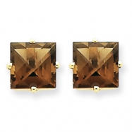 Picture of 14k 8mm Square Smokey Quartz Earring
