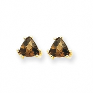 Picture of 14k 5mm Trillion Smokey Quartz Earring