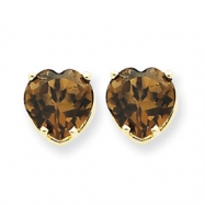 Picture of 14k 8mm Heart Smokey Quartz Earring