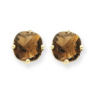 Picture of 14k 7mm Cushion Smokey Quartz Earring