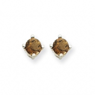 Picture of 14kw 4mm Round Smokey Quartz Earring