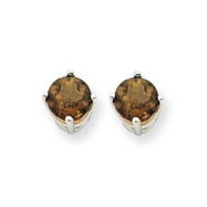 Picture of 14kw 5mm Round Smokey Quartz Earring