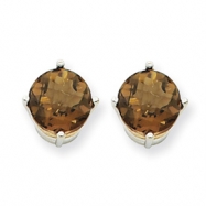 Picture of 14kw 7mm Round Smokey Quartz Earring