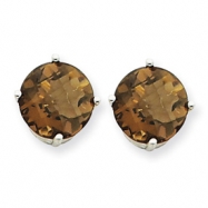 Picture of 14kw 9mm Round Smokey Quartz Earring