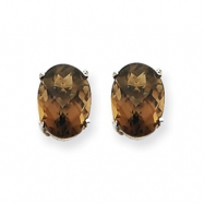Picture of 14kw 8x6 Oval Smokey Quartz Earring