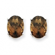 Picture of 14kw 9x7 Oval Smokey Quartz Earring
