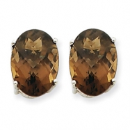 Picture of 14kw Oval 4-Prong 14 x 10mm Smokey Quartz Earring