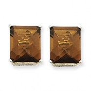 Picture of 14kw 12x10mm Emerald Smokey Quartz Earring