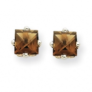 Picture of 14kw 4mm Square Smokey Quartz Earring