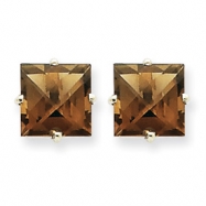 Picture of 14kw Princess 4-Prong 8.0mm Smokey Quartz Earring