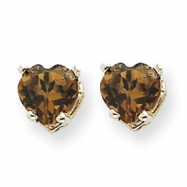 Picture of 14kw 5mm Heart Smokey Quartz Earring