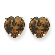 Picture of 14kw 8mm Heart Smokey Quartz Earring