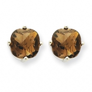 Picture of 14kw 7mm Cushion Smokey Quartz Earring