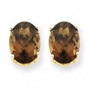 Picture of 14k 8x6 Oval Smokey Quartz Earring