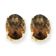 Picture of 14k 9x7 Oval Smokey Quartz Earring