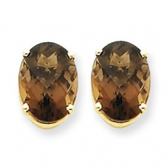 Picture of 14k 10x8 Oval Smokey Quartz Earring