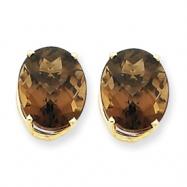 Picture of 14k 12x10 Oval Smokey Quartz Earring