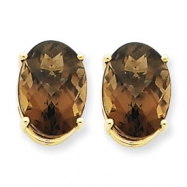 Picture of 14k 14x10 Oval Smokey Quartz Earring