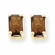 Picture of 14k 6x4 Emerald Smokey Quartz Earring