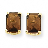 Picture of 14k 7x5 Emerald Smokey Quartz Earring