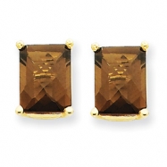 Picture of 14k 9x7 Emerald Smokey Quartz Earring