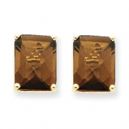 Picture of 14k 10x8 Emerald Smokey Quartz Earring