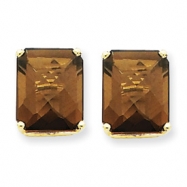 Picture of 14k 12x10 Emerald Smokey Quartz Earring