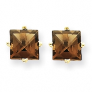 Picture of 14k 5mm Square Smokey Quartz Earring
