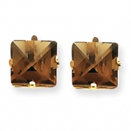 Picture of 14k 8mm Square Smokey Quartz Earring