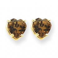 Picture of 14k 5mm Heart Smokey Quartz Earring