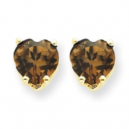 Picture of 14k 6mm Heart Smokey Quartz Earring
