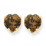 Picture of 14k 7mm Heart Smokey Quartz Earring