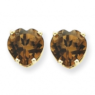 Picture of 14k 8mm Heart Smokey Quartz Earring