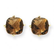 Picture of 14k 6mm Cushion Smokey Quartz Earring
