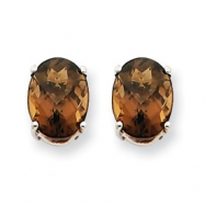 Picture of 14kw 8x6 Oval Smokey Quartz Earring