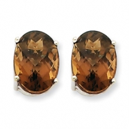 Picture of 14kw Oval 4-Prong 14 x 10mm Smokey Quartz Earring