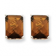 Picture of 14kw 9x7mm Emerald Smokey Quartz Earring