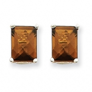 Picture of 14kw 8x6mm Emerald Smokey Quartz Earring