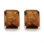 Picture of 14kw 12x10mm Emerald Smokey Quartz Earring