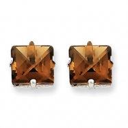 Picture of 14kw Princess 4-Prong 8.0mm Smokey Quartz Earring