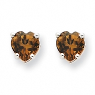 Picture of 14kw 5mm Heart Smokey Quartz Earring