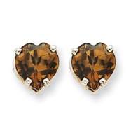Picture of 14kw 7mm Heart Smokey Quartz Earring