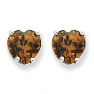 Picture of 14kw 8mm Heart Smokey Quartz Earring