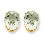 Picture of 14k 10x8 Oval Green Amethyst Earring