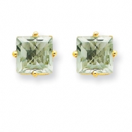 Picture of 14k 6mm Square Green Amethyst Earring