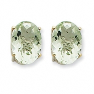 Picture of 14kw Oval 4-Prong 14 x 10mm Green Amethyst Earring