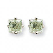 Picture of 14kw 4mm Square Green Amethyst Earring