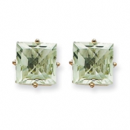 Picture of 14kw Princess 4-Prong 8.0mm Green Amethyst Earring