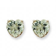Picture of 14kw 8mm Heart Green Amethyst Earring