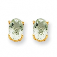 Picture of 14k 6x4 Oval Green Amethyst Earring